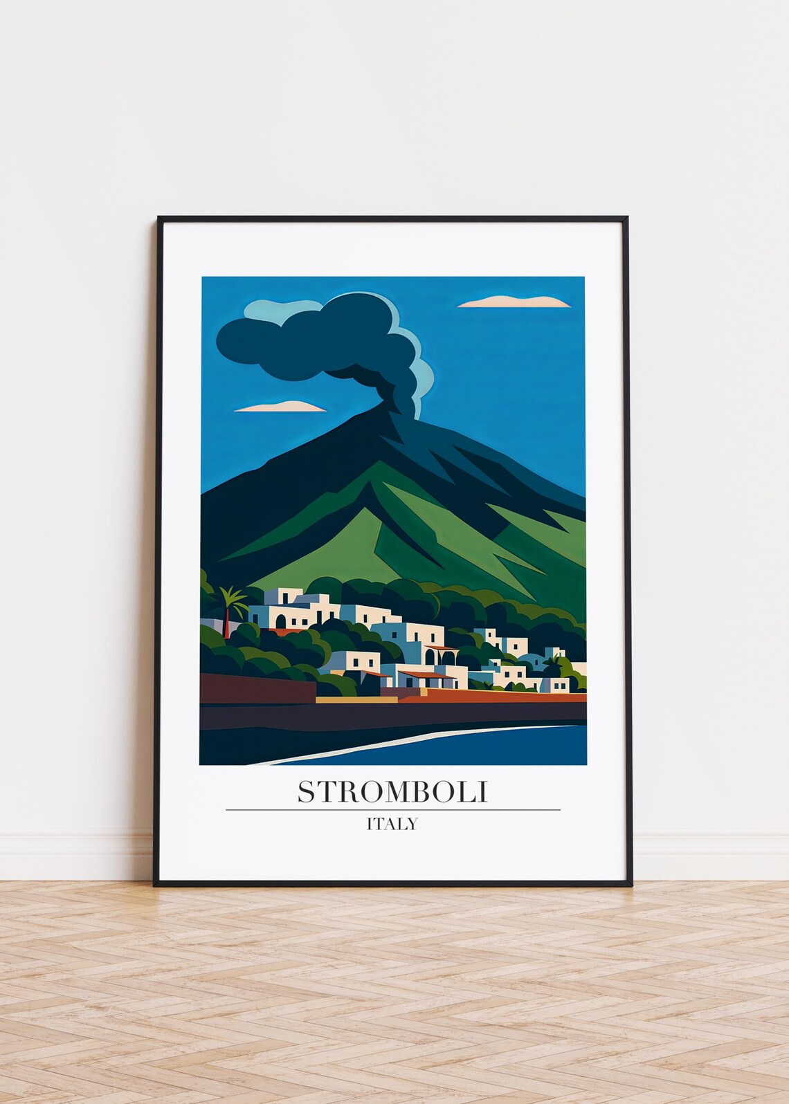 Stromboli Italy Evocative Travel Poster