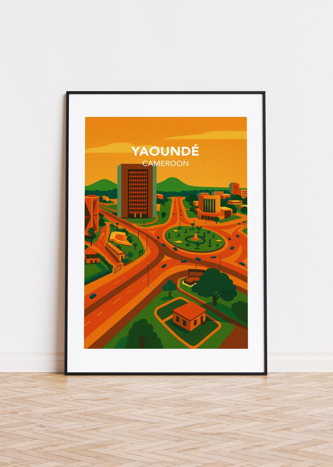 Yaound Cameroon City Skyline Poster Print