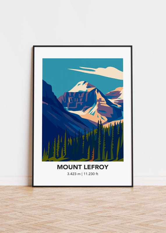 Mount Lefroy Art Print Mountain Illustration Poster