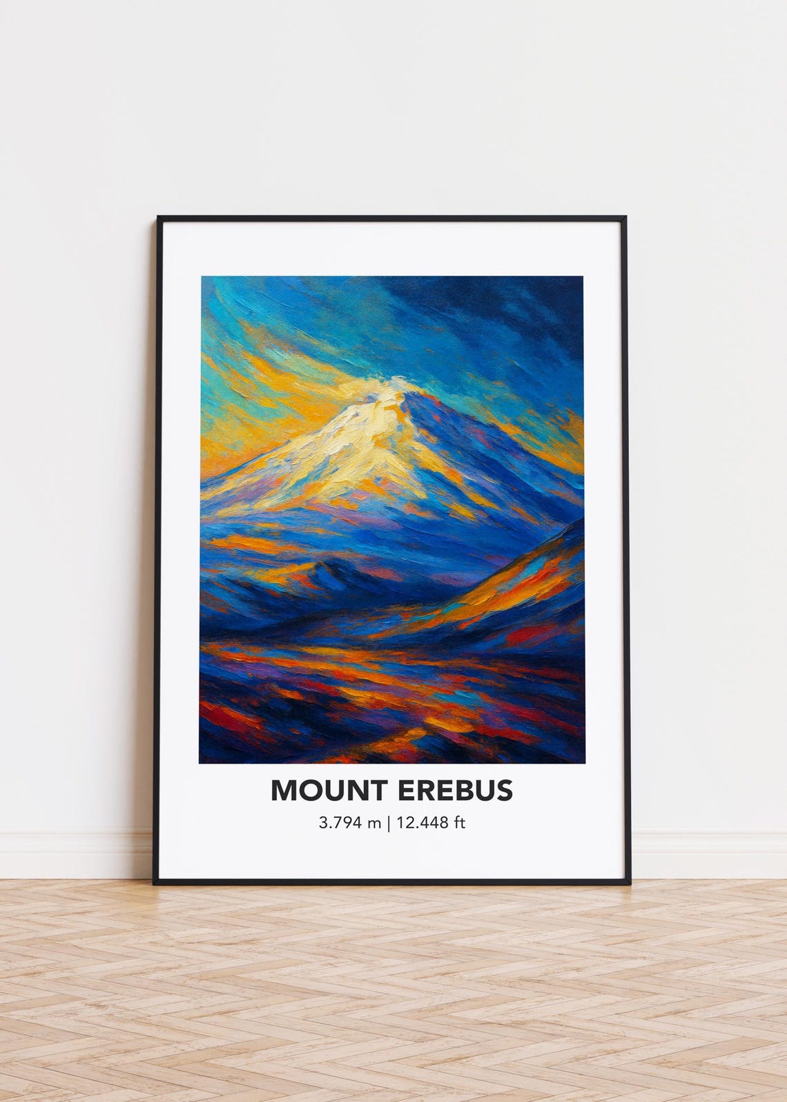 Mount Erebus 3.794 m Snow Peak Impasto Oil Painting Style Poster