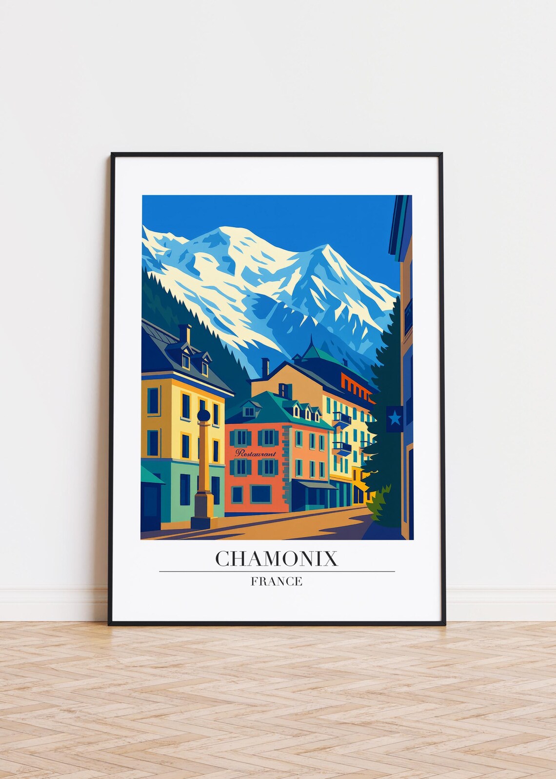 Chamonix France Snowy Alps Village Mountain Ski Resort Poster