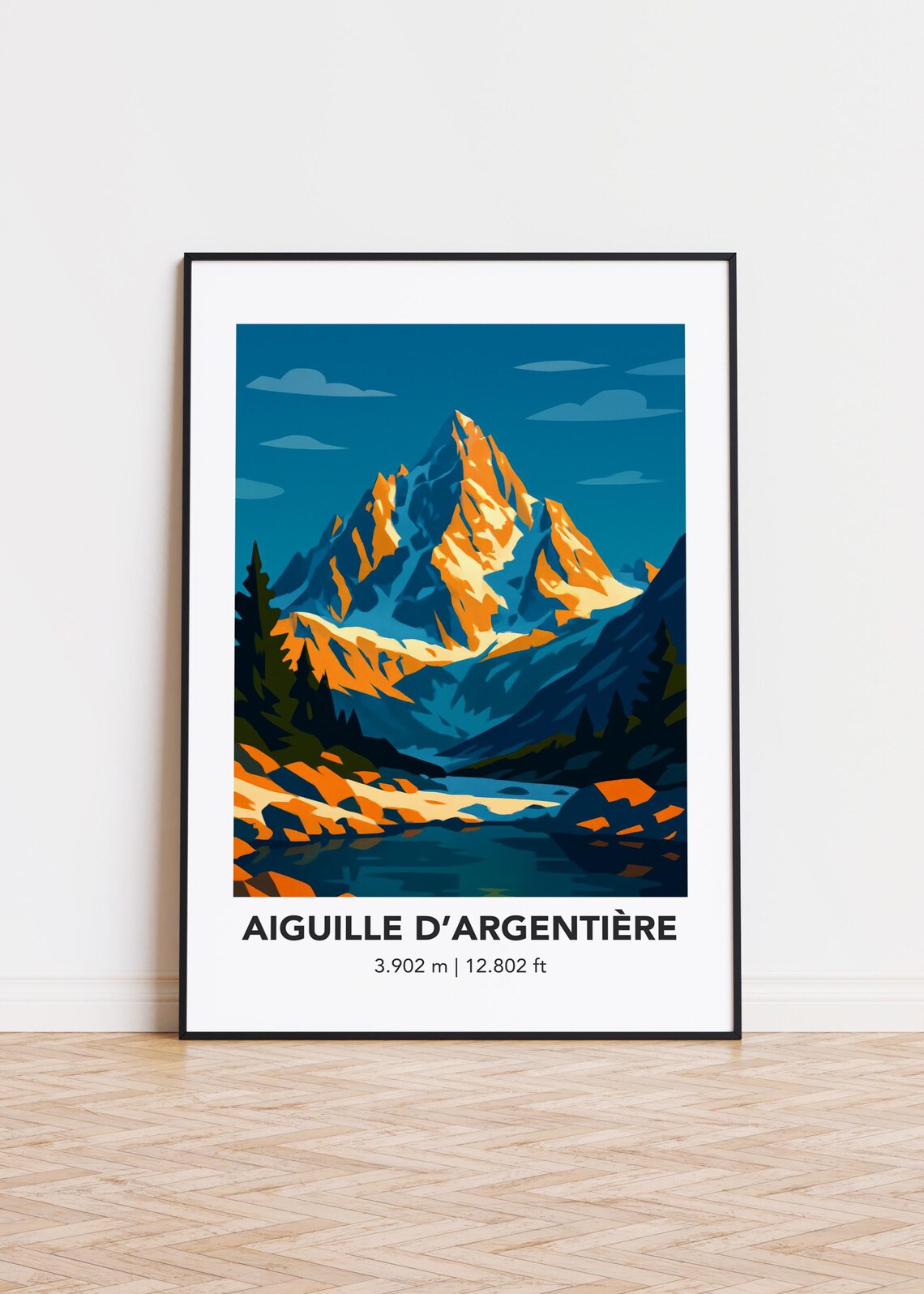Aiguille Dargentire Mountain, Modern Minimalist Art Print