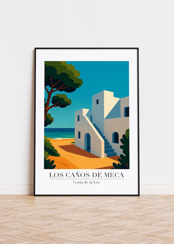 Los Caños de Meca Whitewashed Villa Beach Path Travel Art Poster