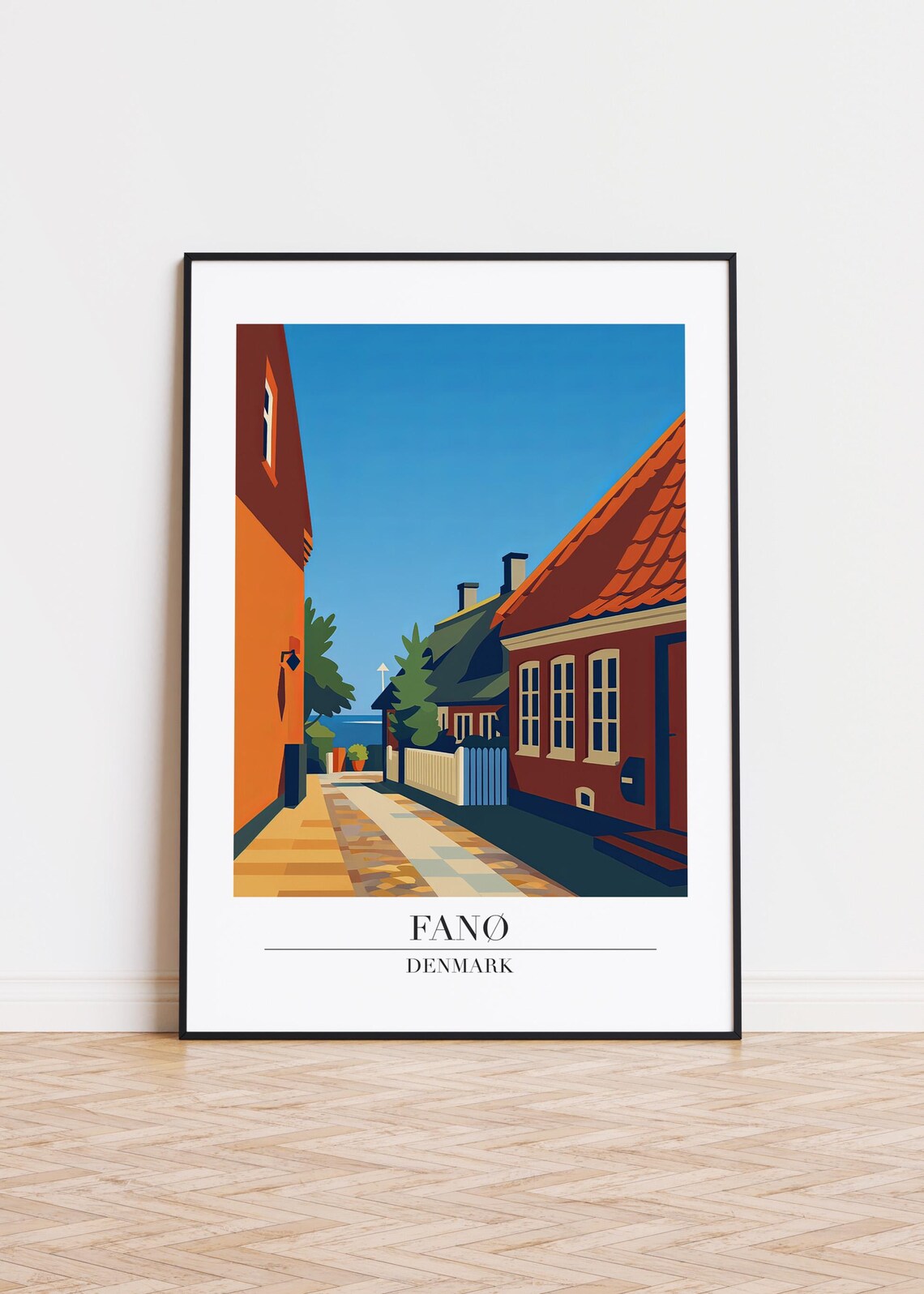 Fan Denmark Modern Scandinavian Illustration Poster