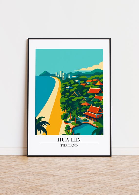 Hua Hin Travel Poster Thailand Cityscape Art Print