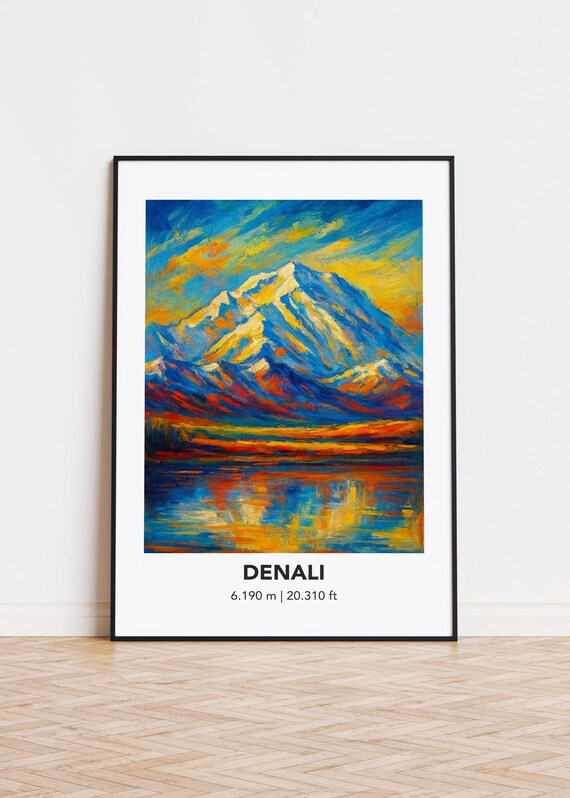 Denali Alaska Sunset Mountain Lake Reflection Landscape Poster