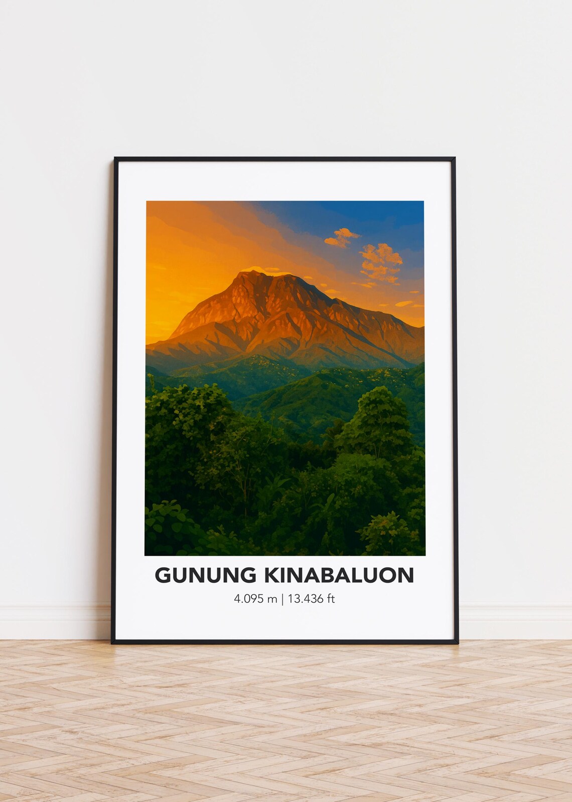 Gunung Kinabalu Poster, Mountain Illustration