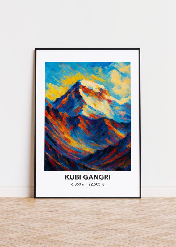 Kubi Gangri Poster Mountain Print Modern Oil Painting Style Art