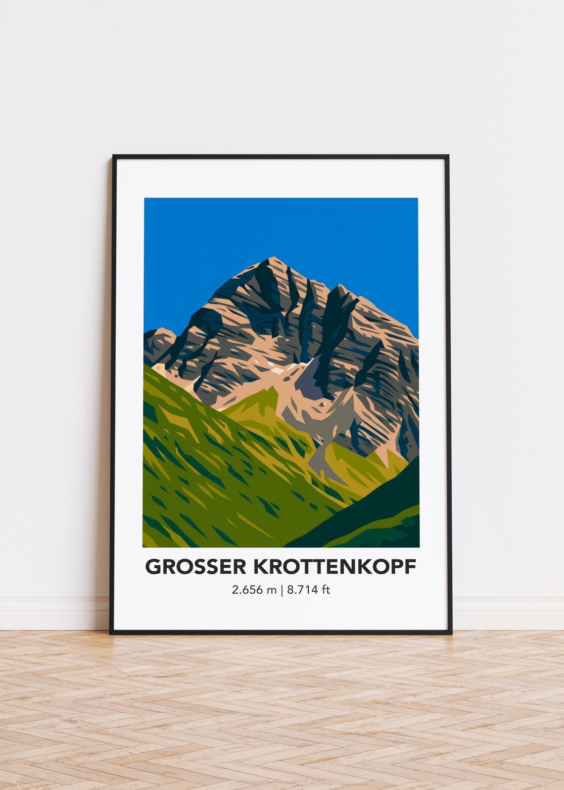 Grosser Krottenkopf Rocky Alpine Minimalist Mountain Travel Poster