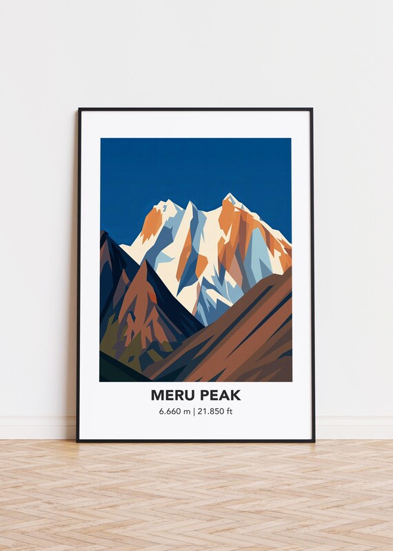 Meru Peak Illustration Art Print Mountain Poster