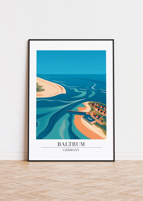 Baltrum Germany Poster Modern Travel Illustration Art