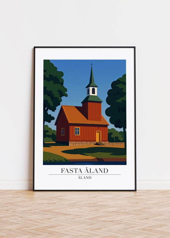 Fasta Land Poster Modern Scandinavian Illustration Art