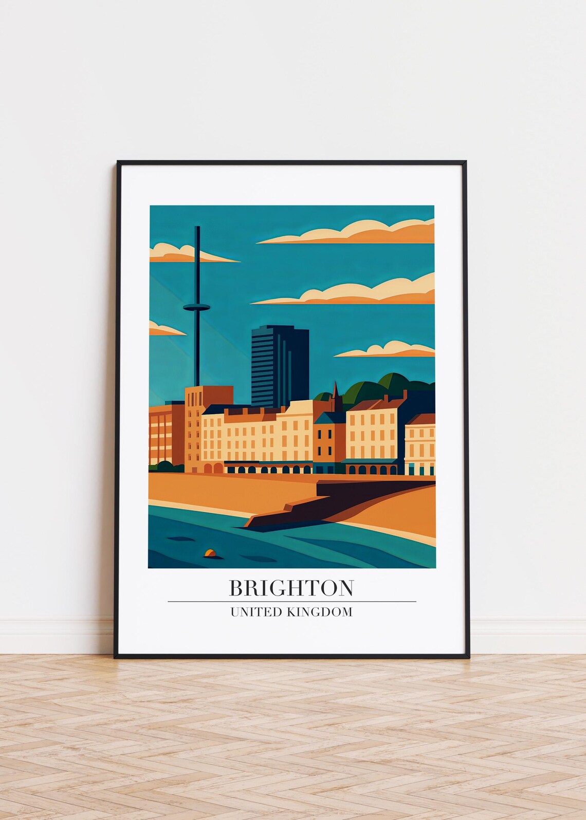 Brighton England Seafront Skyline Modern Travel Cityscape Poster