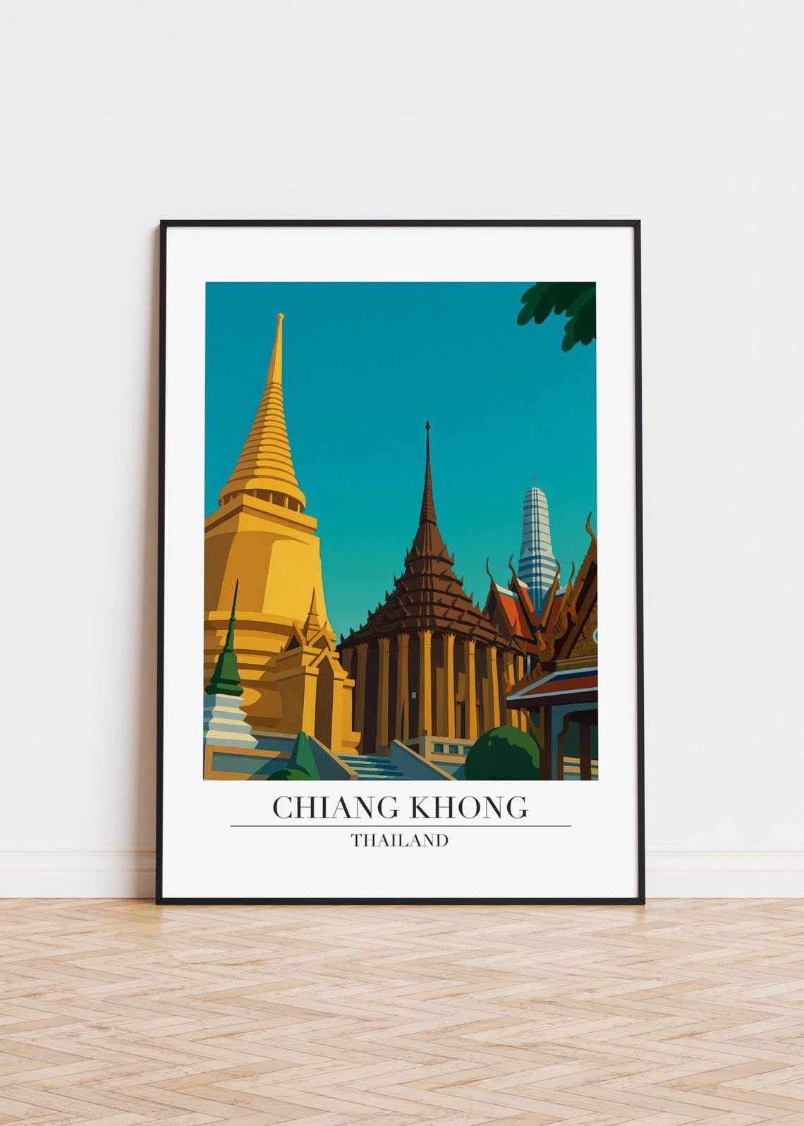 Chiang Khong Cityscape Poster Modern Travel Art Print