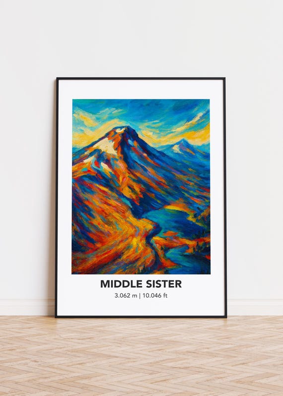 Middle Sister Mountain Print Modern Oil Painting Style Art Poster
