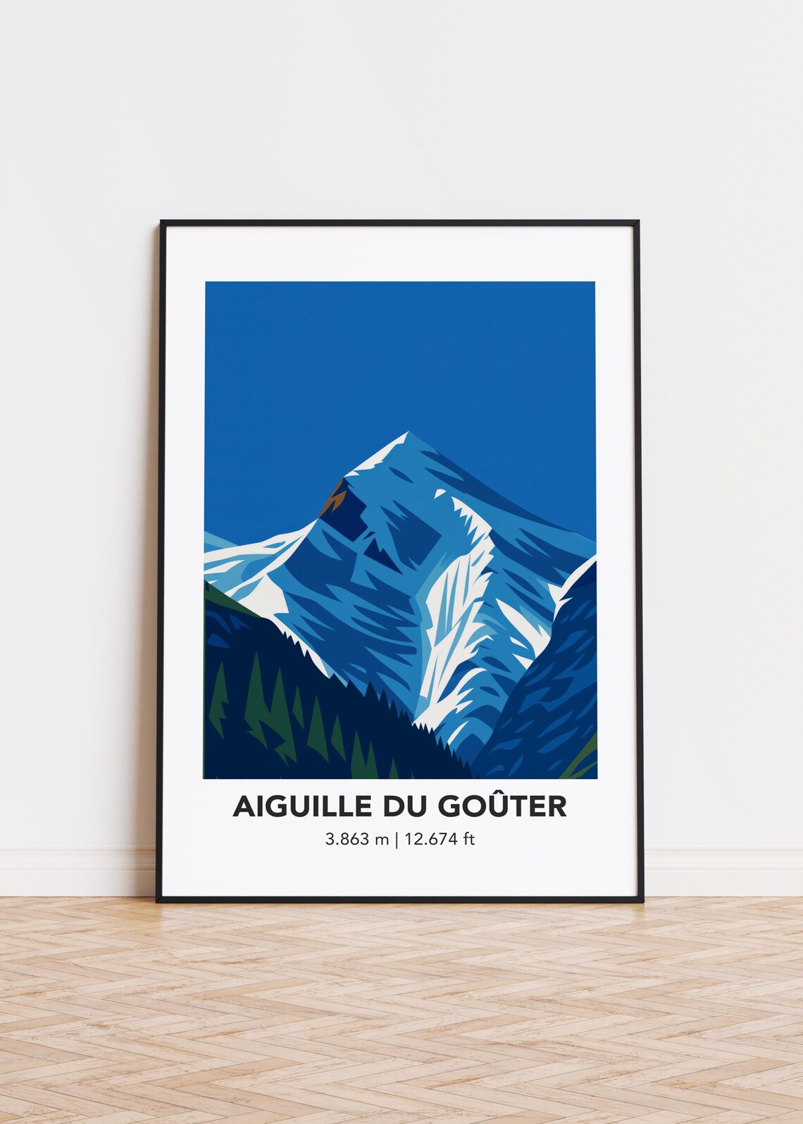 Aiguille Du Goter Mountain Art Print, Minimalist Decor