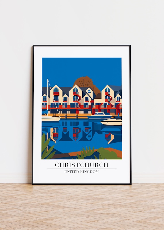 Christchurch Illustration Art Print Uk Travel Poster