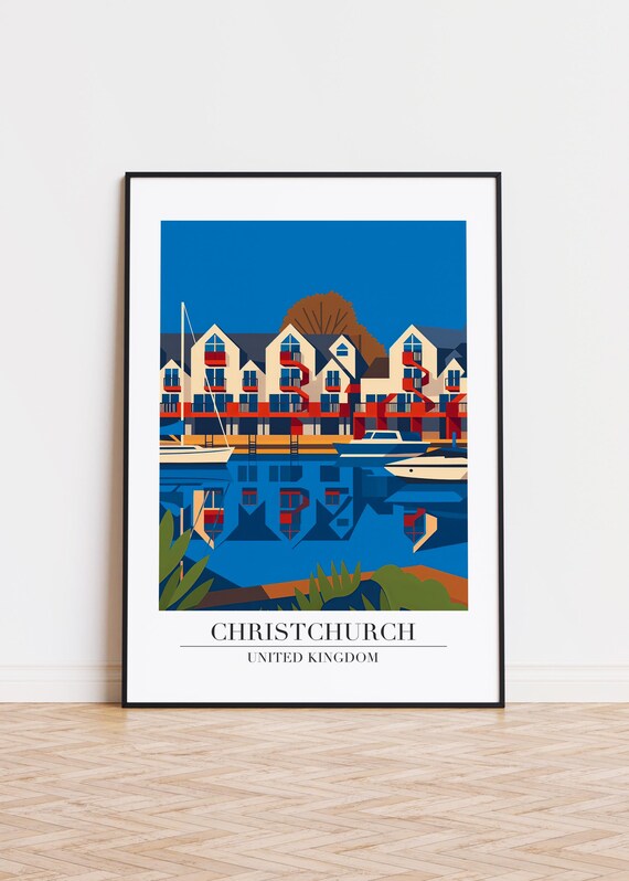 Christchurch United Kingdom Harbor Boats Reflections Art Poster