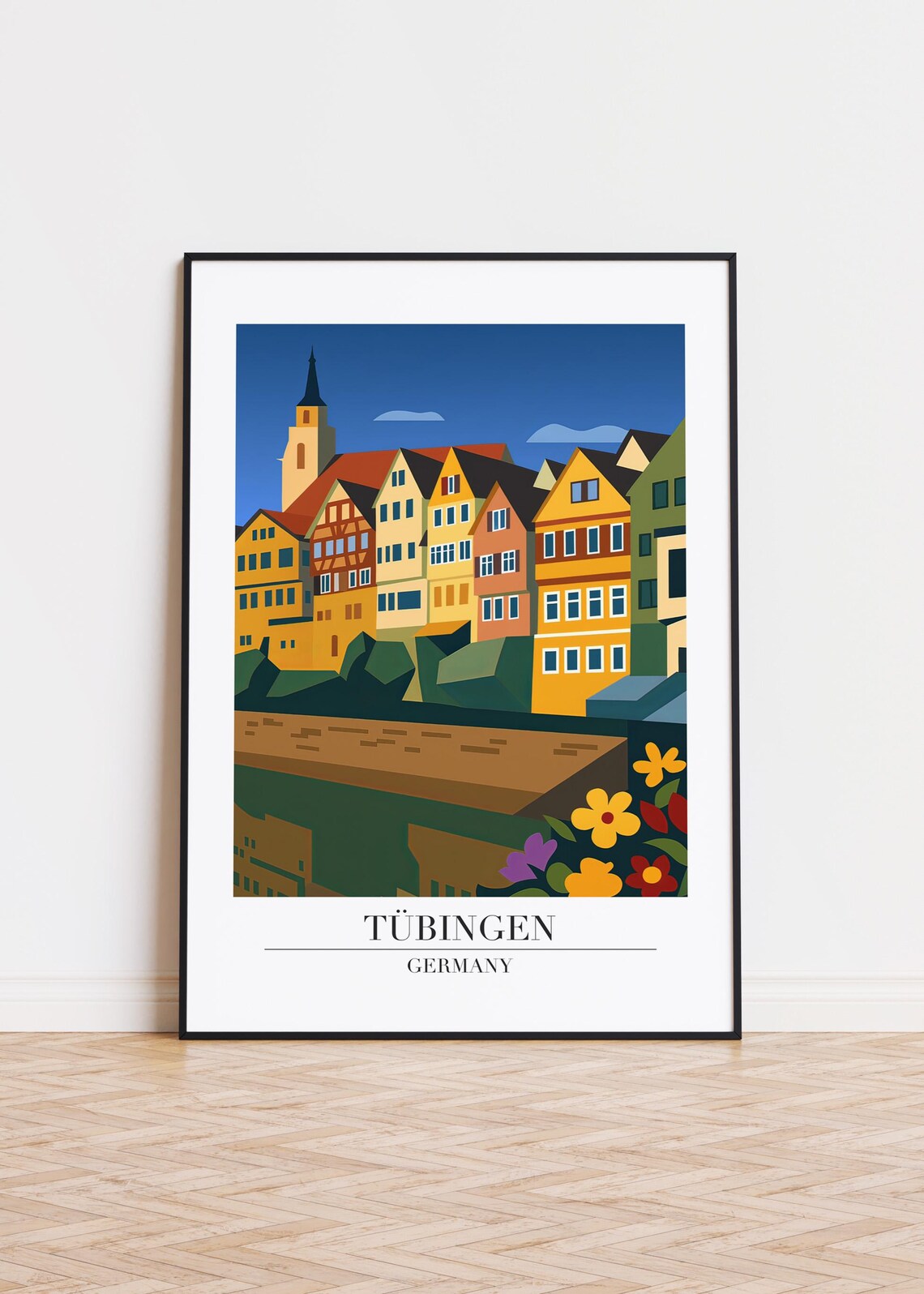 Tubingen Germany Riverside Poster Colorful Old Houses On The River Art