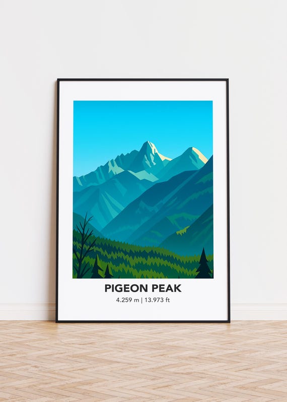 Pigeon Peak Mountain Art Print Modern Minimalist Poster