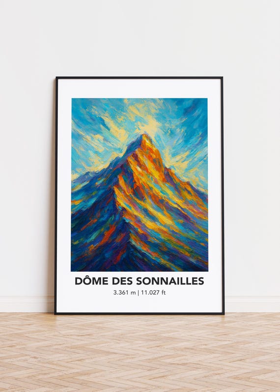Dme Des Sonnailles Mountain Print Modern Oil Painting Style Poster