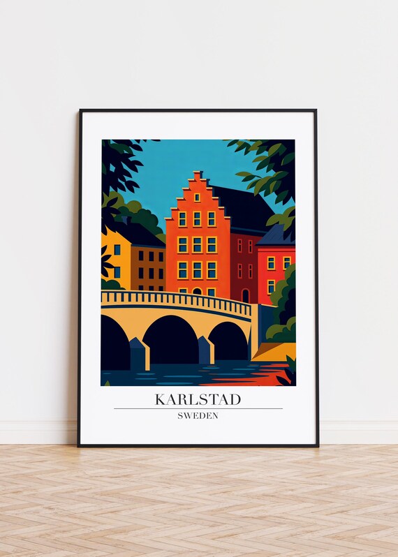 Karlstad Sweden Poster Modern City Illustration Art