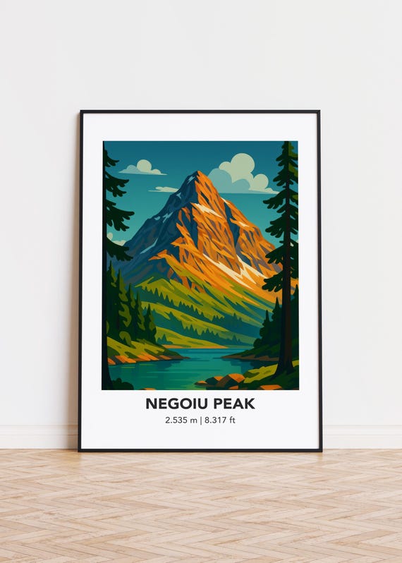 Negoiu Peak Mountain Print Modern Minimalist Art Poster