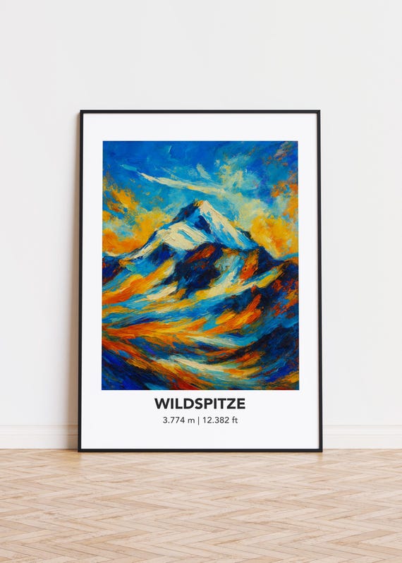 Wildspitze Poster Mountain Print Modern Oil Painting Style Art