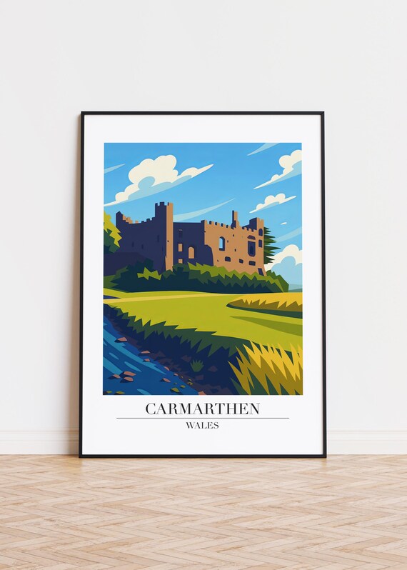Carmarthen Wales Poster Modern City Illustration Art