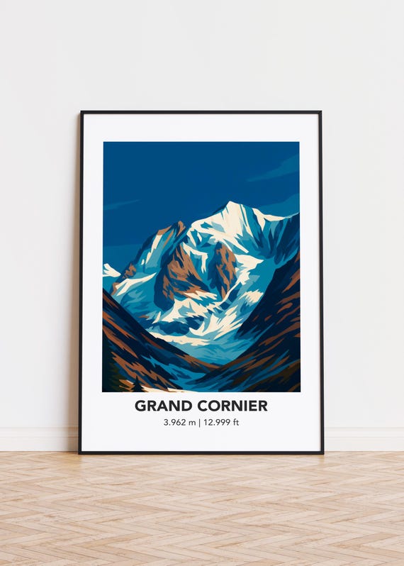 Grand Cornier Mountain Art Print Modern Swiss Peak Illustration