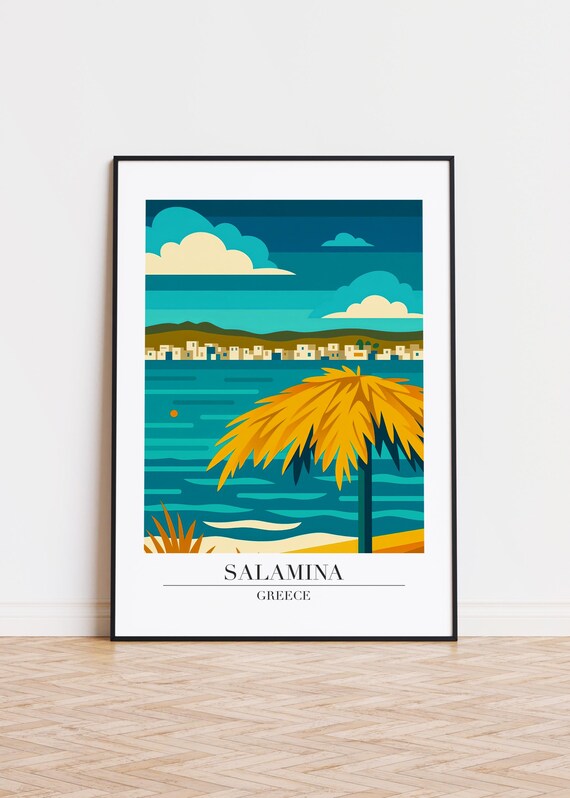 Salamina Greece Poster Modern City Illustration Art