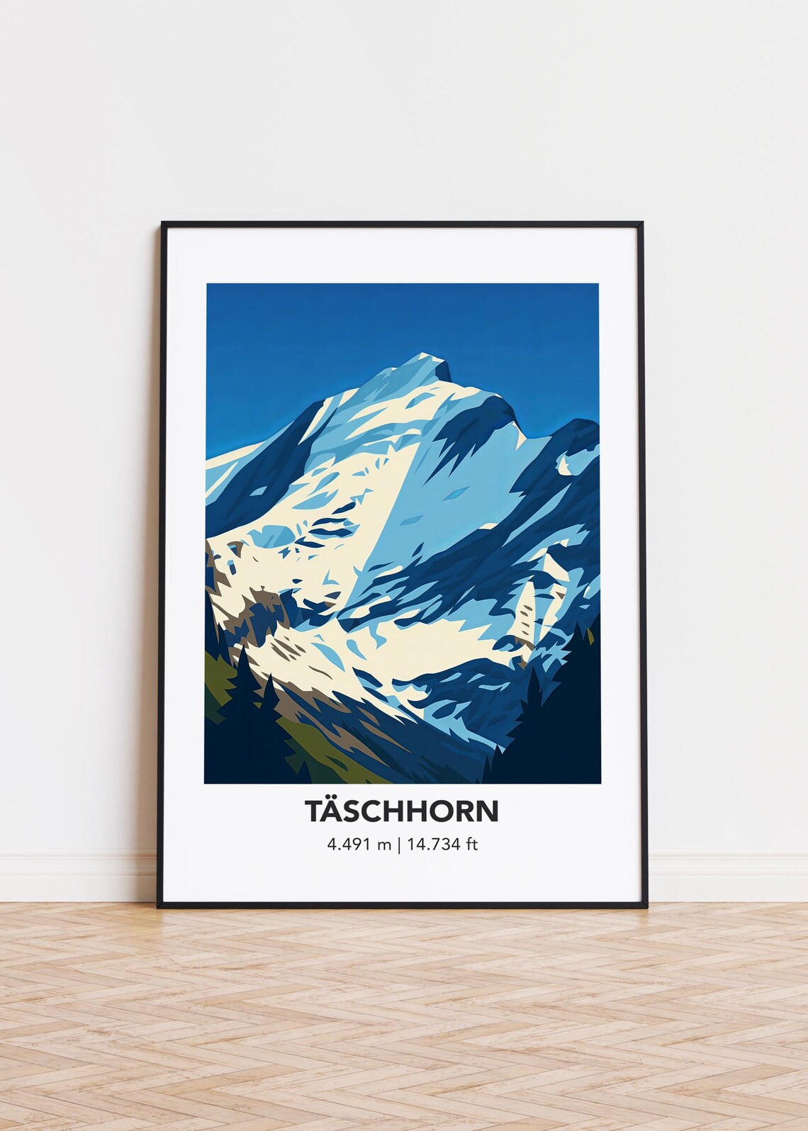 Tschhorn Mountain Illustration Art Print Modern Minimalist Decor