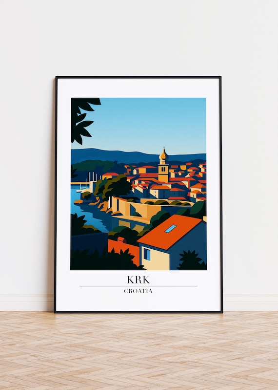 Krk Croatia Poster Modern City Illustration Art