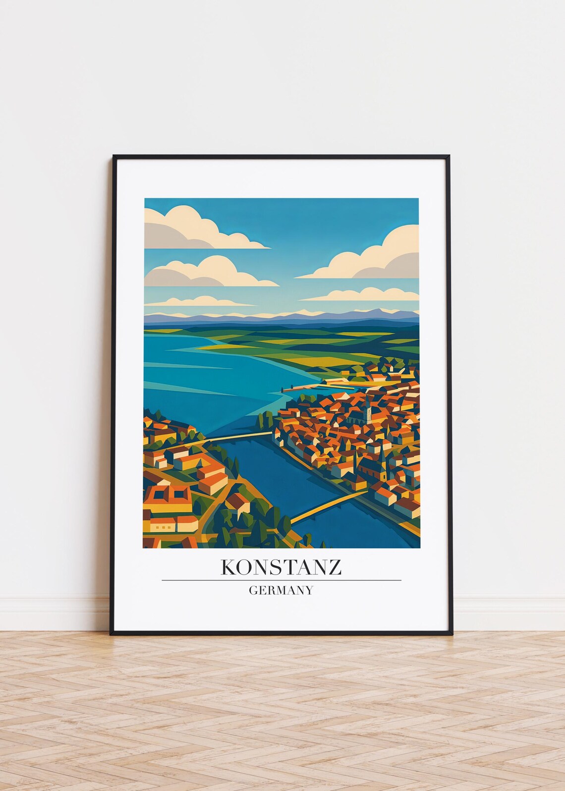 Konstanz Germany City Illustration, Travel Poster