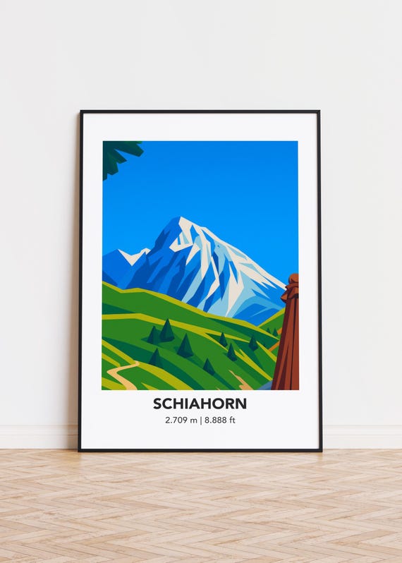 Schiahorn Mountain Print Modern Minimalist Art Poster