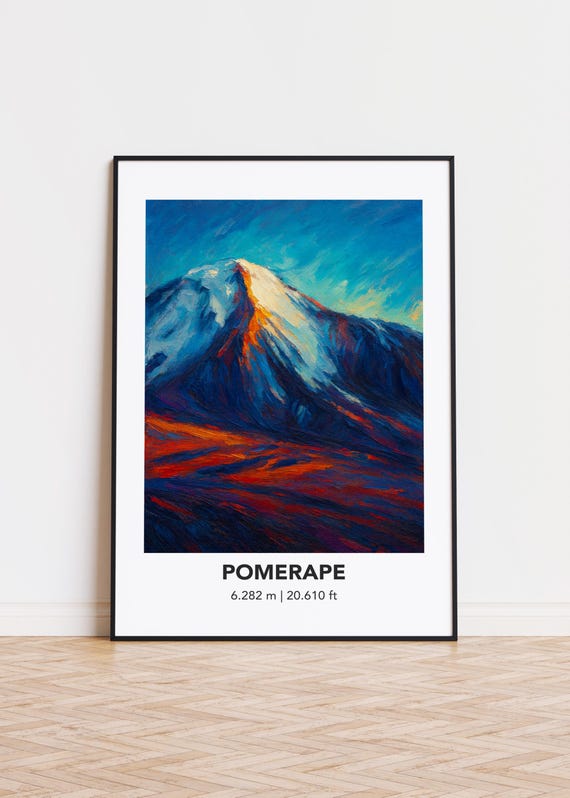 Pomerape Poster Mountain Print Modern Oil Painting Style Art