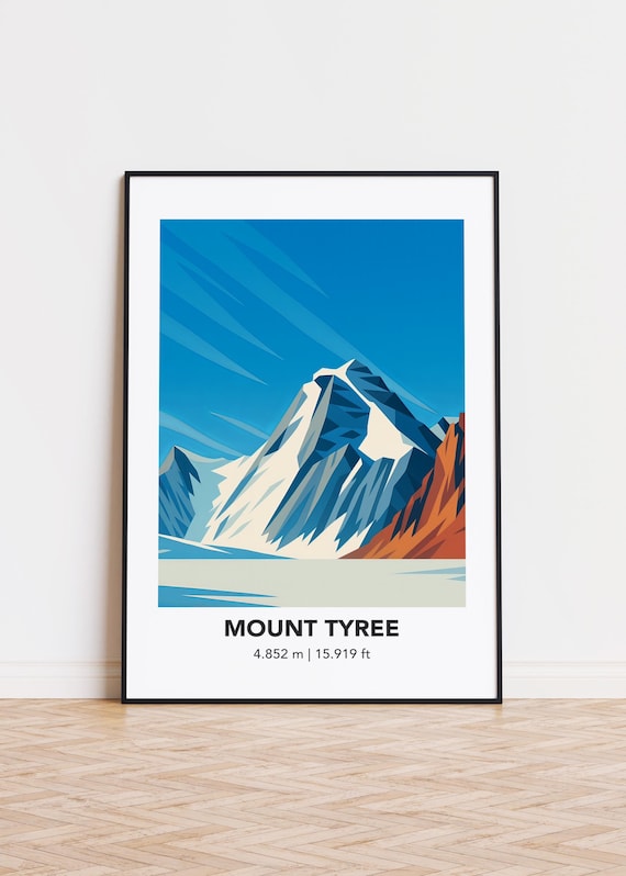 Mount Tyree Print Minimalist Mountain Illustration Art