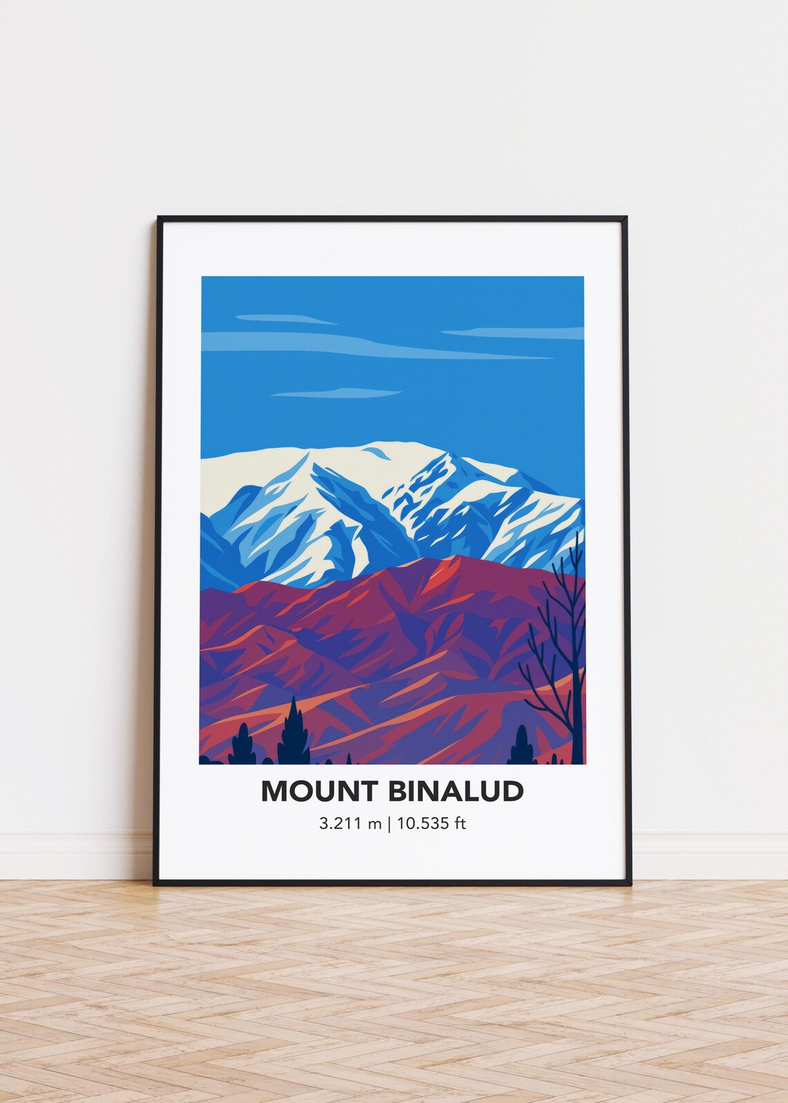 Mount Binalud Poster Print, Mountain Illustration