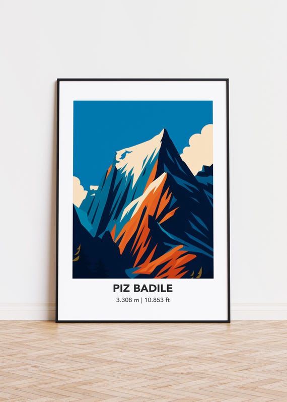 Piz Badile Poster Print Illustration Art Mountain
