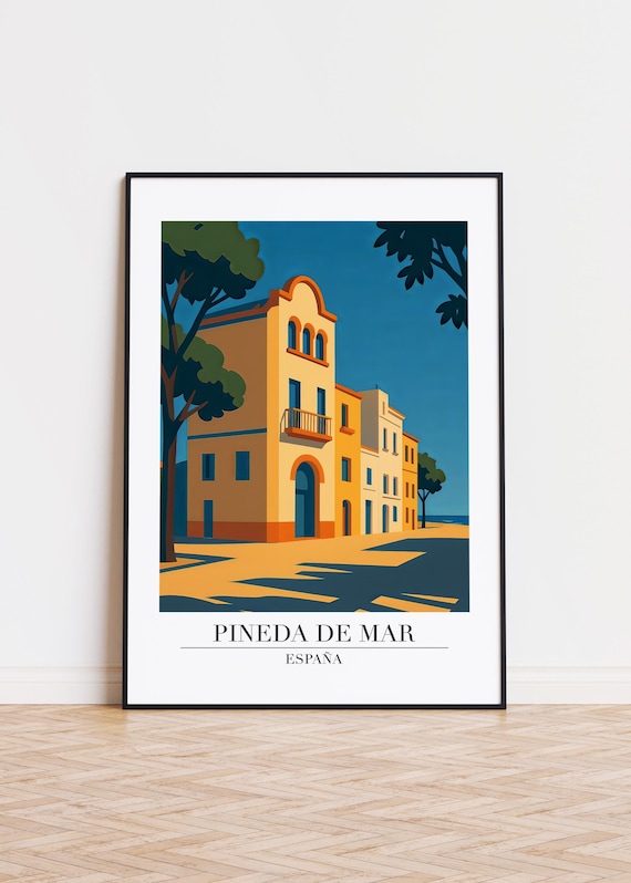 Pineda De Mar España Colonial Street Modern Travel Illustration Poster