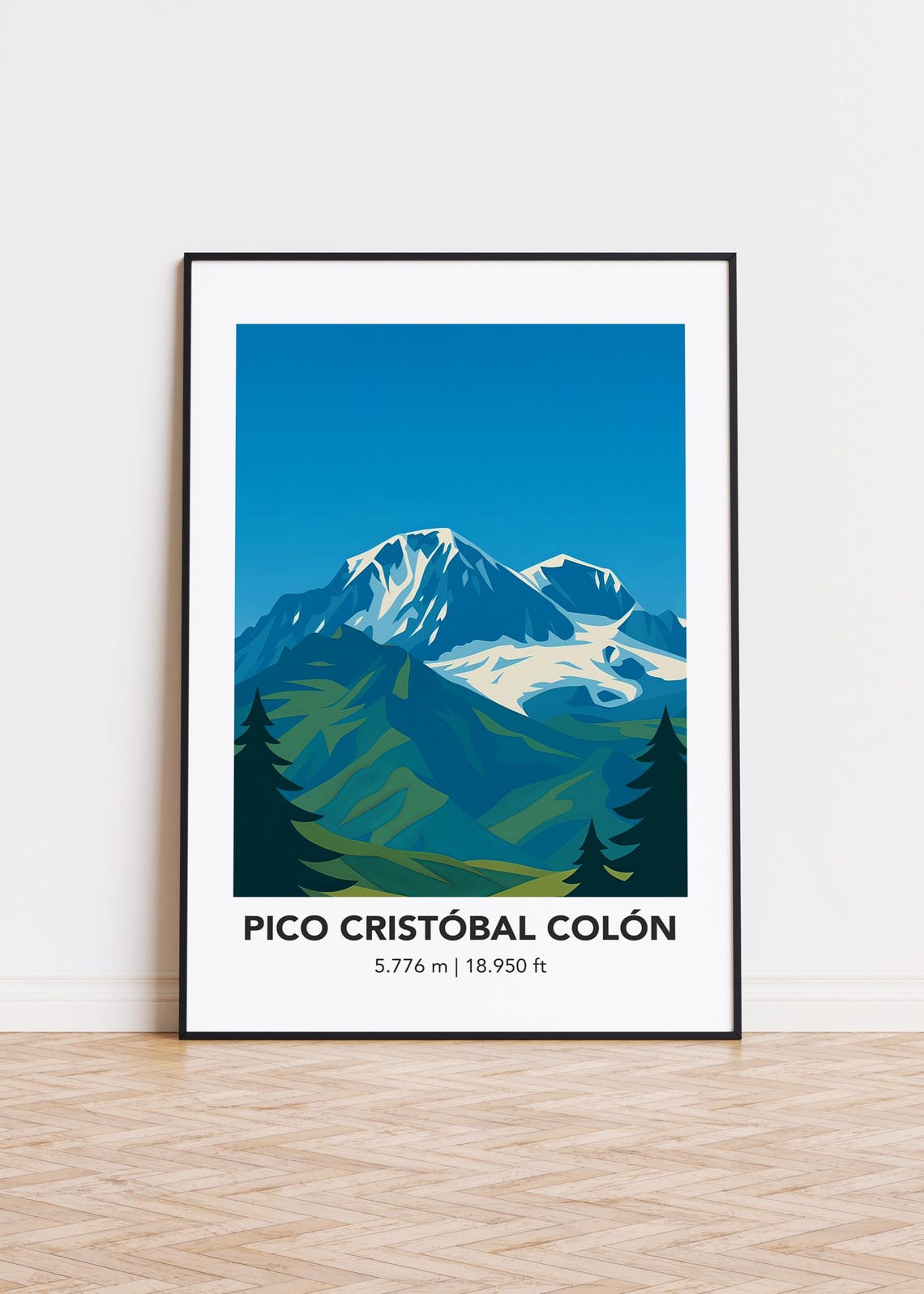 Pico Cristóbal Colón Twin Snow Peaks Pine Travel Style Poster