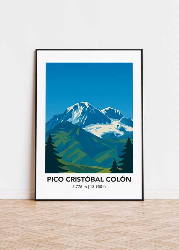 Pico Cristbal Coln Print Mountain Illustration Art