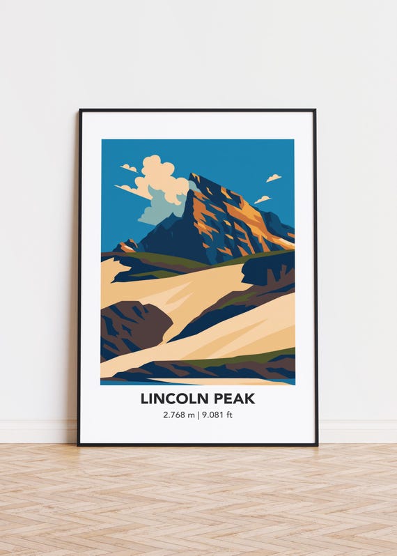 Lincoln Peak Mountain Print Modern Minimalist Art Poster
