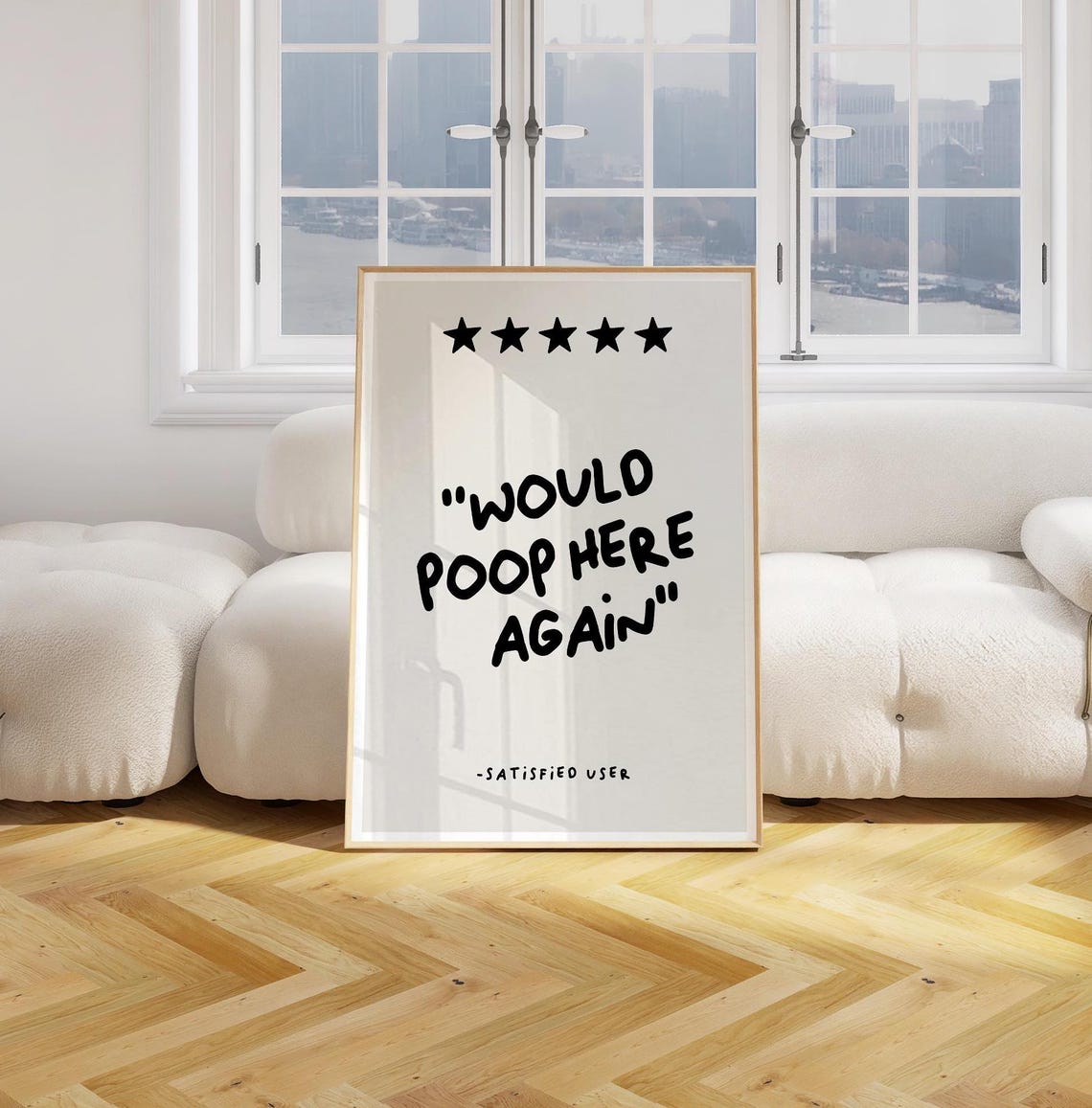 Would Poop Here Again Funny Five Star Bathroom Review Poster