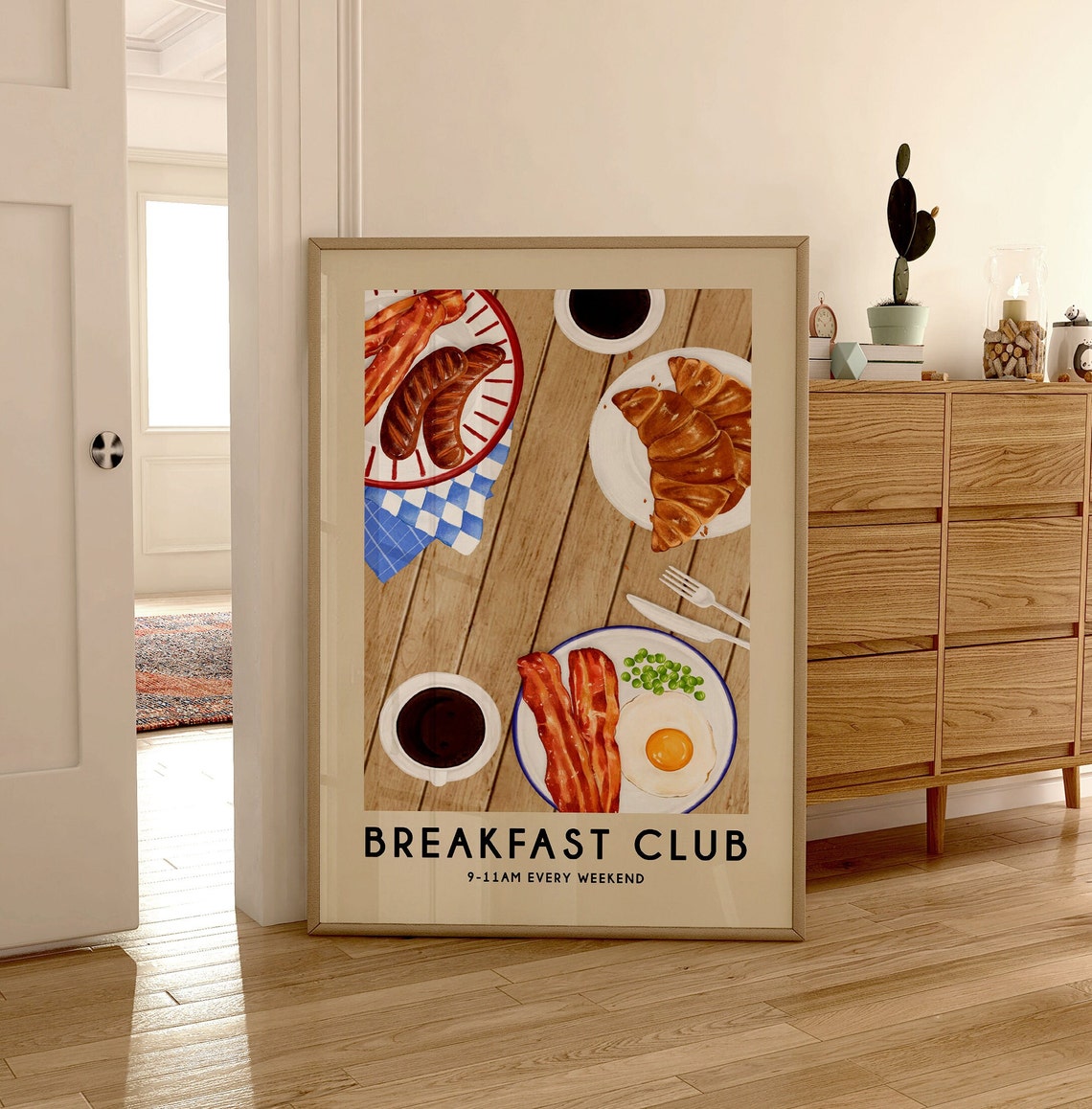 Breakfast Club Weekend Flat Lay Food Illustration Retro Kitchen Poster