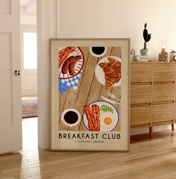 Breakfast Club Weekend Flat Lay Food Illustration Retro Kitchen Poster