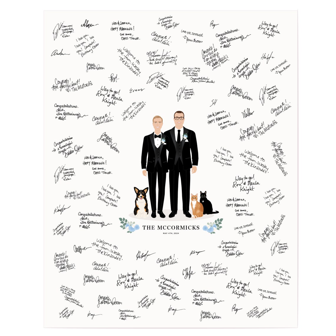 Wedding Guest Book Alternative Personalized Wedding Couple Art Print Or For Guest Signatures Custom Wedding Keepsake - Image 5