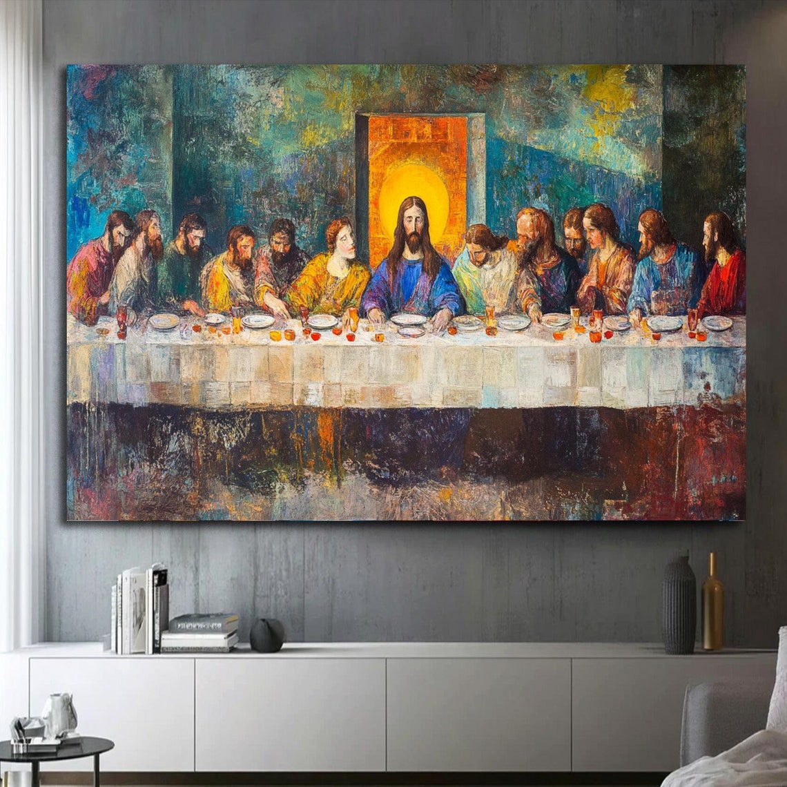 Last Supper Abstract Impressionist Religious Painting Poster