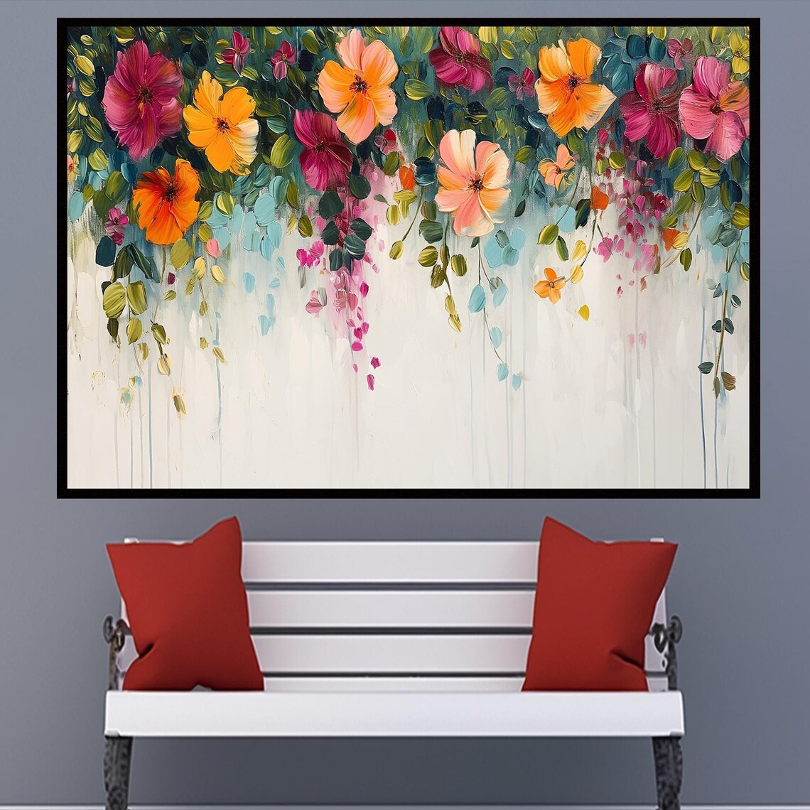 Colorful Hanging Garden Floral Painting Modern Botanical Poster