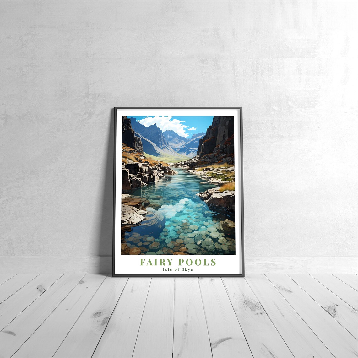 Fairy Pools Vintage Travel Poster, Isle Of Skye